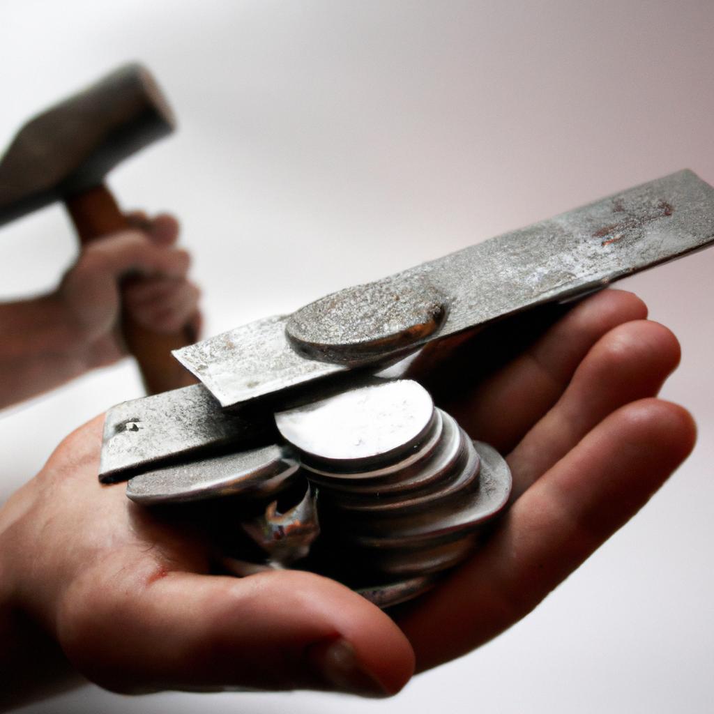 Person holding steel and money