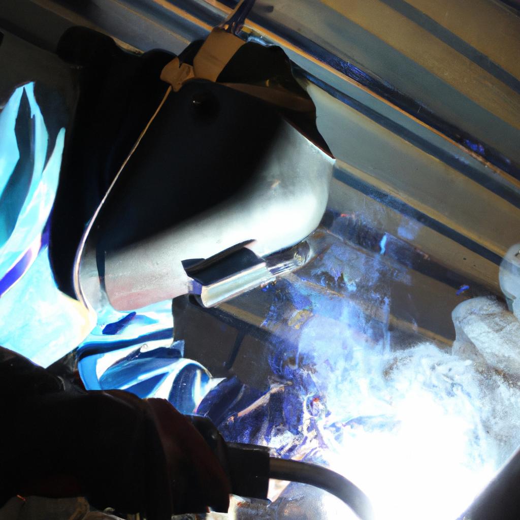 Person welding with shielding gas