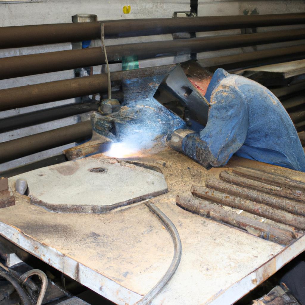 Person working with steel equipment
