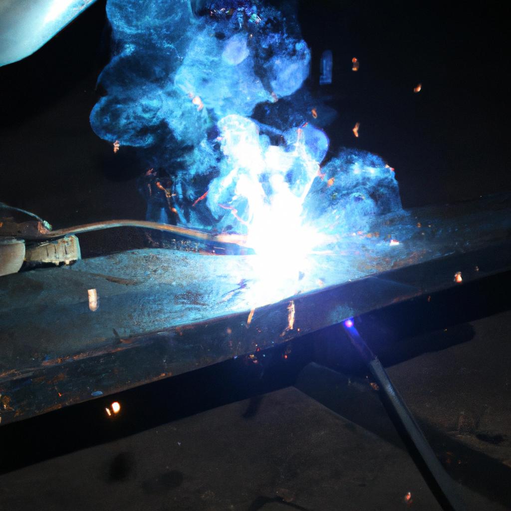 Person welding steel with precision